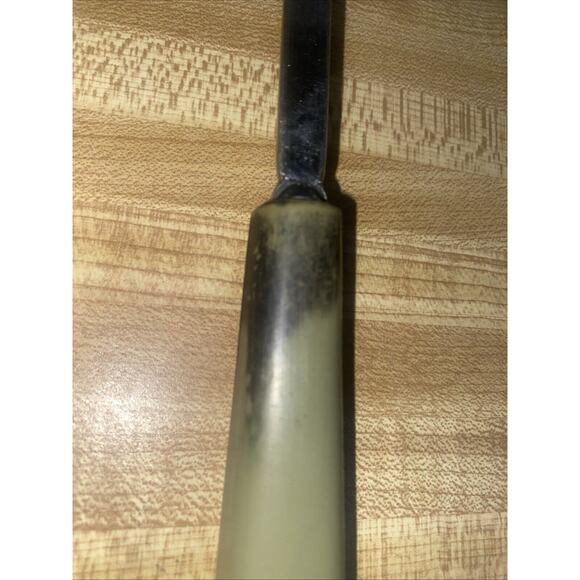 Vintage EKCO Chromium Plated Green Handle Stainless Steel Slotted Spoon USA - Picture 6 of 8